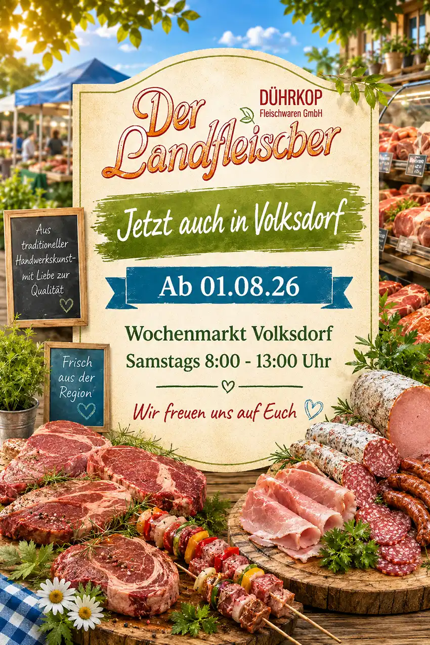 Fleischer auf dem Wochenmarkt Volksdorf
